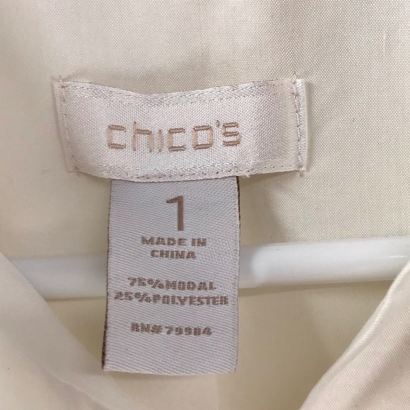 CHICO’S Half-Placket Roll-Tab Sleeve Dress Shirt Size M - Picture 5 of 5